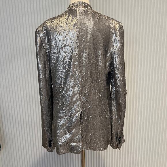 ALLSAINTS Women's Leigh Sequin Blazer Size 8 In Silver - Picture 5 of 12